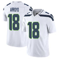 Seattle #18 Arroyo Player Football V Neck Short Sleeve White Jersey Elijah For Men Youth Women Gift