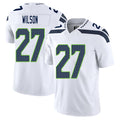 Seattle #27 Wilson Player Football V Neck Short Sleeve White Jersey Emanuel For Men Youth Women Gift