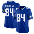 Seattle #84 Henderson Jr. Player Football V Neck Short Sleeve Royal Jersey Emmanuel For Men Youth Women Gift