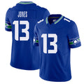 Seattle #13 Jones Player Football V Neck Short Sleeve Royal Jersey Ernest For Men Youth Women Gift