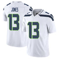 Seattle #13 Jones Player Football V Neck Short Sleeve White Jersey Ernest For Men Youth Women Gift
