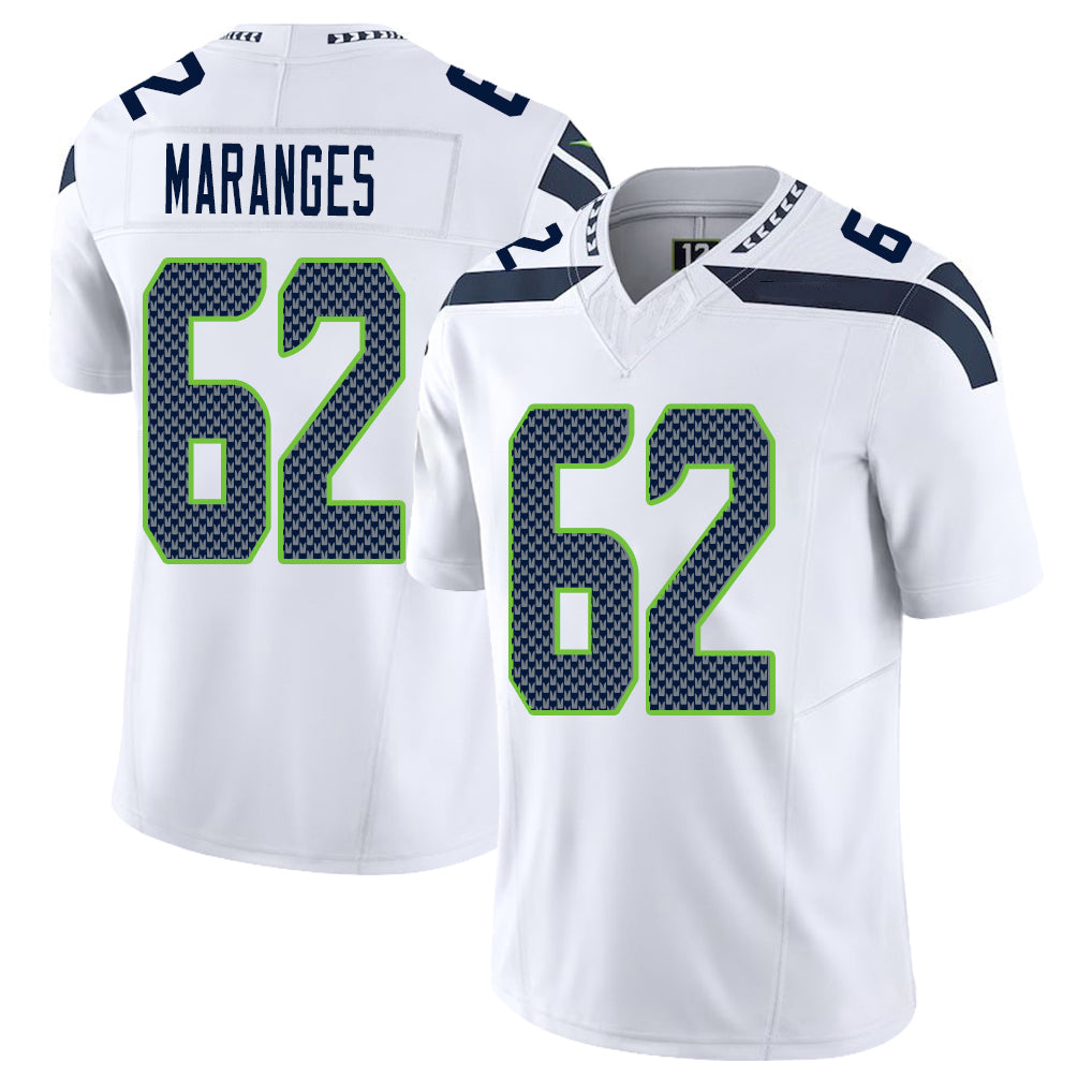 Seattle #62 Maranges Player Football V Neck Short Sleeve White Jersey Federico For Men Youth Women Gift