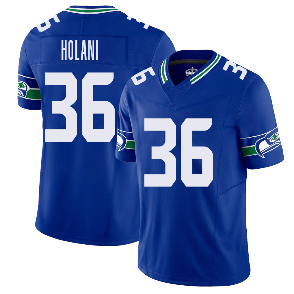 Seattle #36 Holani Player Football V Neck Short Sleeve Royal Jersey George For Men Youth Women Gift