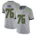 Seattle #76 Zabel Player Football V Neck Short Sleeve Gray Jersey Grey For Men Youth Women Gift