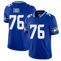 Seattle #76 Zabel Player Football V Neck Short Sleeve Royal Jersey Grey For Men Youth Women Gift