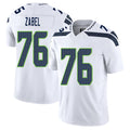 Seattle #76 Zabel Player Football V Neck Short Sleeve White Jersey Grey For Men Youth Women Gift