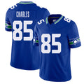 Seattle #85 Charles Player Football V Neck Short Sleeve Royal Jersey Irvin For Men Youth Women Gift