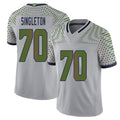 Seattle #70 Singleton Player Football V Neck Short Sleeve Gray Jersey J.R. For Men Youth Women Gift