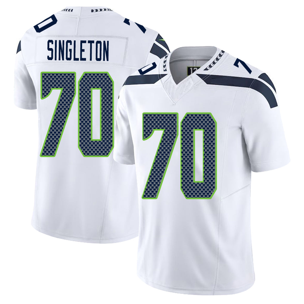 Seattle #70 Singleton Player Football V Neck Short Sleeve White Jersey J.R. For Men Youth Women Gift