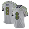 Seattle #8 Price Player Football V Neck Short Sleeve Gray Jersey Jadarian For Men Youth Women Gift