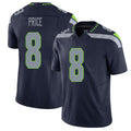 Seattle #8 Price Player Football V Neck Short Sleeve Navy Jersey Jadarian For Men Youth Women Gift