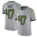 Seattle #47 Gaines Player Football V Neck Short Sleeve Gray Jersey Jalan For Men Youth Women Gift