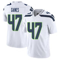 Seattle #47 Gaines Player Football V Neck Short Sleeve White Jersey Jalan For Men Youth Women Gift