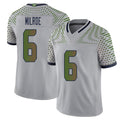 Seattle #6 Milroe Player Football V Neck Short Sleeve Gray Jersey Jalen For Men Youth Women Gift