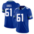 Seattle #61 Sundell Player Football V Neck Short Sleeve Royal Jersey Jalen For Men Youth Women Gift