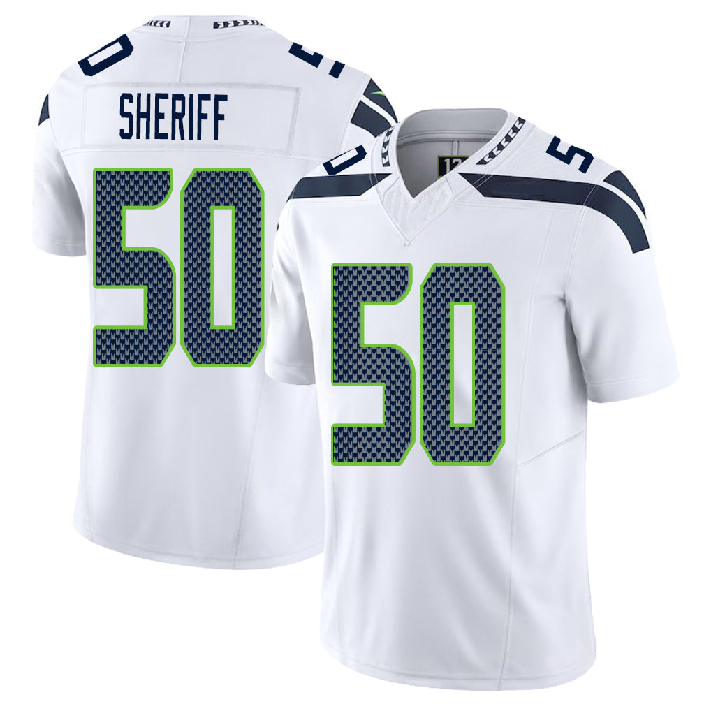 Seattle #50 Sheriff Player Football V Neck Short Sleeve White Jersey Jamie For Men Youth Women Gift