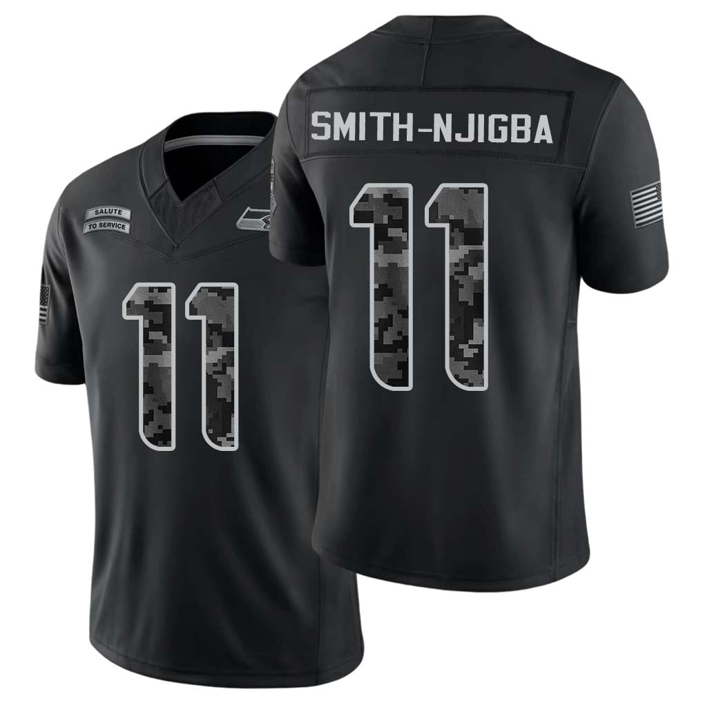 Seattle #11 Smith-Njigba Player Football V Neck Short Sleeve black Jersey Jaxon For Men Youth Women Gift