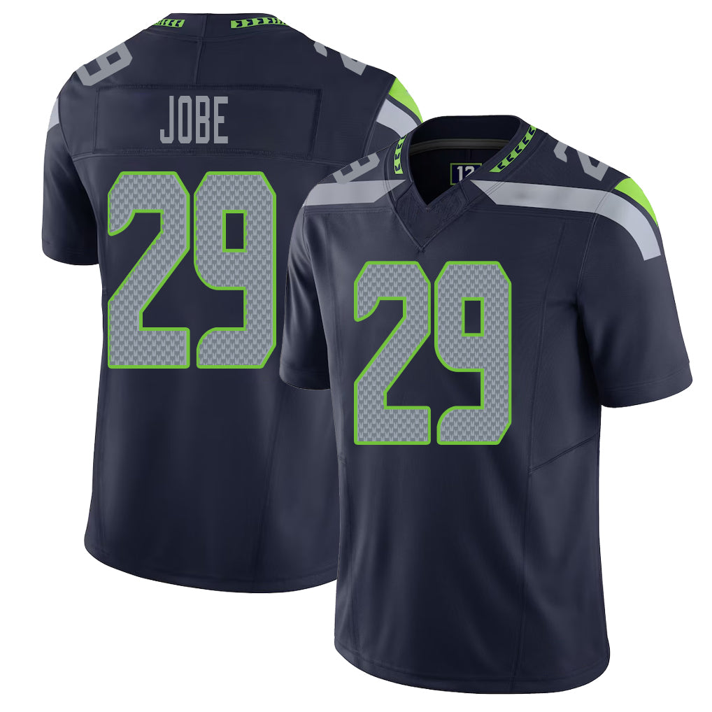 Seattle #29 Jobe Player Football V Neck Short Sleeve Navy Jersey Josh For Men Youth Women Gift