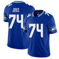 Seattle #74 Jones Player Football V Neck Short Sleeve Royal Jersey Josh For Men Youth Women Gift