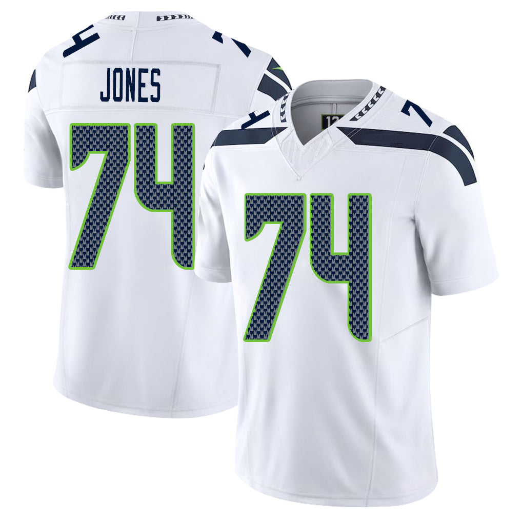 Seattle #74 Jones Player Football V Neck Short Sleeve White Jersey Josh For Men Youth Women Gift