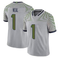 Seattle #1 Neal Player Football V Neck Short Sleeve Gray Jersey Julian For Men Youth Women Gift