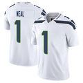 Seattle #1 Neal Player Football V Neck Short Sleeve White Jersey Julian For Men Youth Women Gift