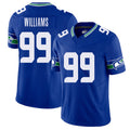 Seattle #99 Williams Player Football V Neck Short Sleeve Royal Jersey Leonard For Men Youth Women Gift
