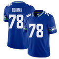 Seattle #78 Richman Player Football V Neck Short Sleeve Royal Jersey Mason For Men Youth Women Gift