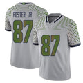 Seattle #87 Foster Jr. Player Football V Neck Short Sleeve Gray Jersey Montorie For Men Youth Women Gift