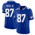 Seattle #87 Foster Jr. Player Football V Neck Short Sleeve Royal Jersey Montorie For Men Youth Women Gift
