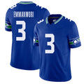 Seattle #3 Emmanwori Player Football V Neck Short Sleeve Royal Jersey Nick For Men Youth Women Gift
