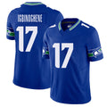 Seattle #17 Igbinoghene Player Football V Neck Short Sleeve Royal Jersey Noah For Men Youth Women Gift