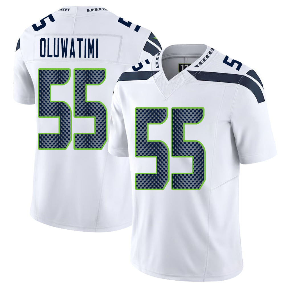 Seattle #55 Oluwatimi Player Football V Neck Short Sleeve White Jersey Olu For Men Youth Women Gift