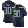Seattle #30 Wilson Player Football V Neck Short Sleeve Navy Jersey Russell For Men Youth Women Gift