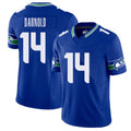 Seattle #14 Darnold Player Football V Neck Short Sleeve Royal Jersey Sam For Men Youth Women Gift