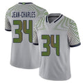 Seattle #34 Jean-Charles Player Football V Neck Short Sleeve Gray Jersey Shemar For Men Youth Women Gift