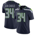 Seattle #34 Jean-Charles Player Football V Neck Short Sleeve Navy Jersey Shemar For Men Youth Women Gift