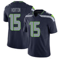Seattle #15 Horton Player Football V Neck Short Sleeve Navy Jersey Tory For Men Youth Women Gift