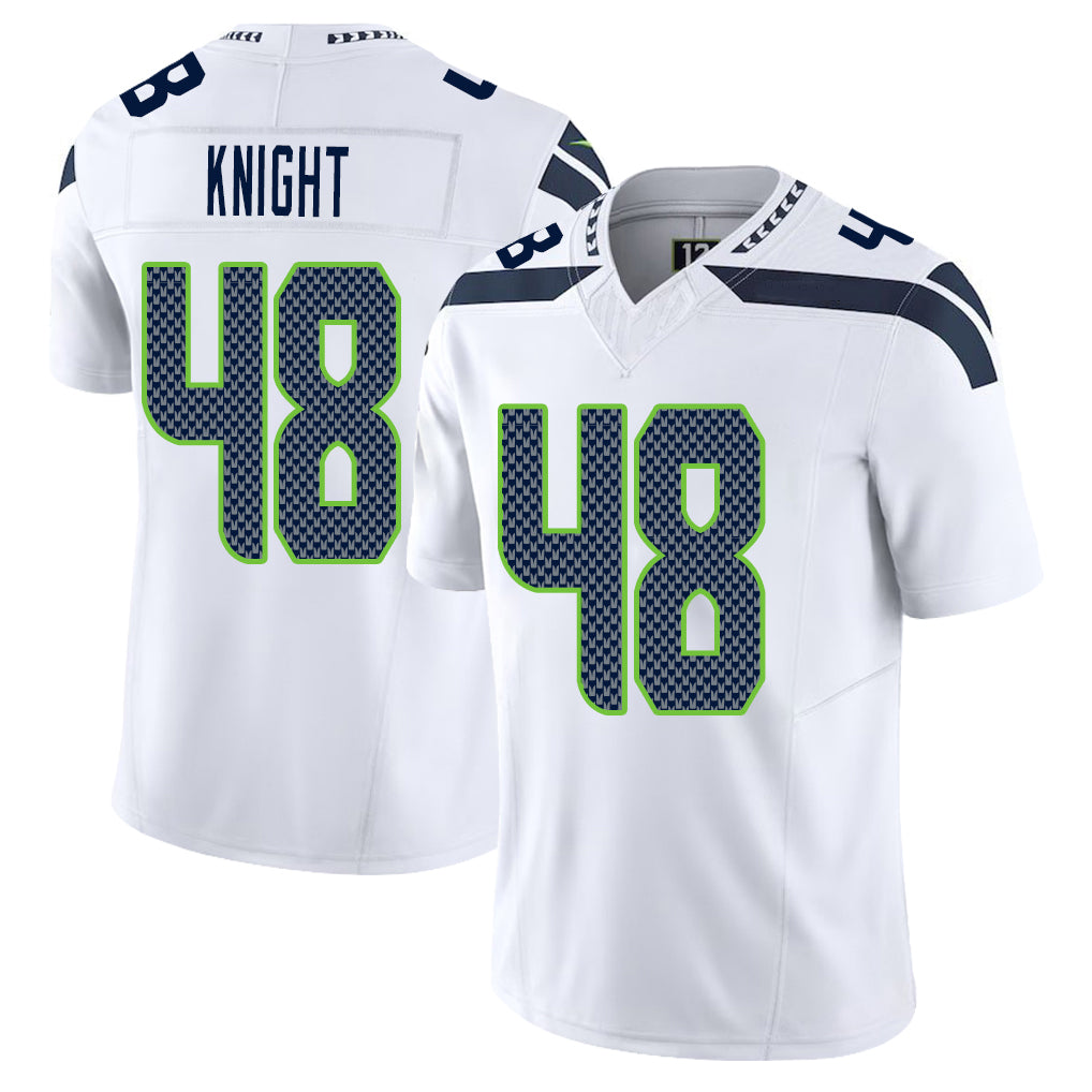 Seattle #48 Knight Player Football V Neck Short Sleeve White Jersey Tyrice For Men Youth Women Gift