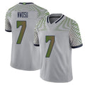 Seattle #7 Nwosu Player Football V Neck Short Sleeve Gray Jersey Uchenna For Men Youth Women Gift