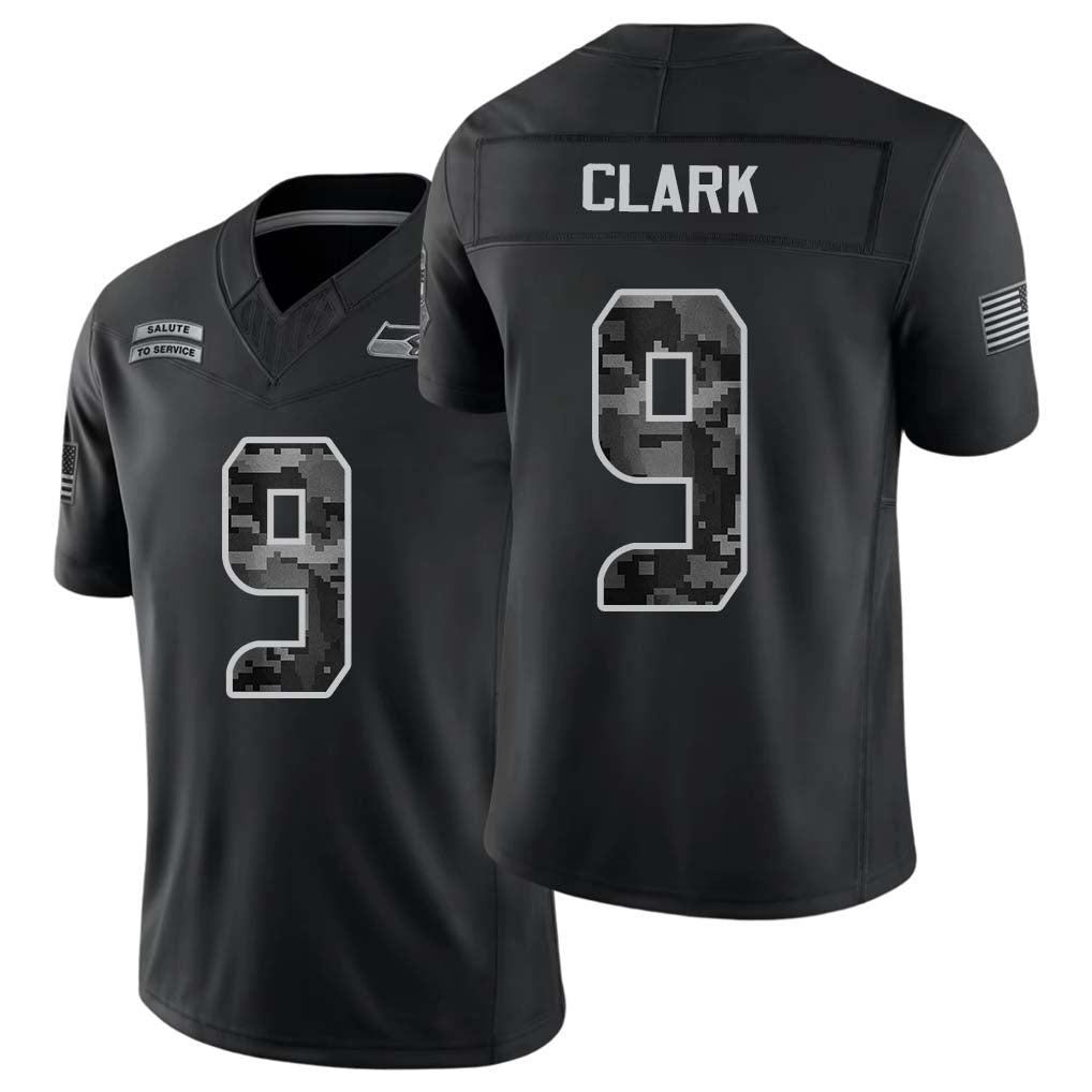 Seattle #9 Clark Player Football V Neck Short Sleeve black Jersey Bud For Men Youth Women Gift