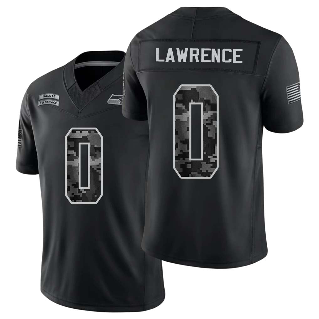 Seattle #0 Lawrence Player Football V Neck Short Sleeve black Jersey DeMarcus For Men Youth Women Gift