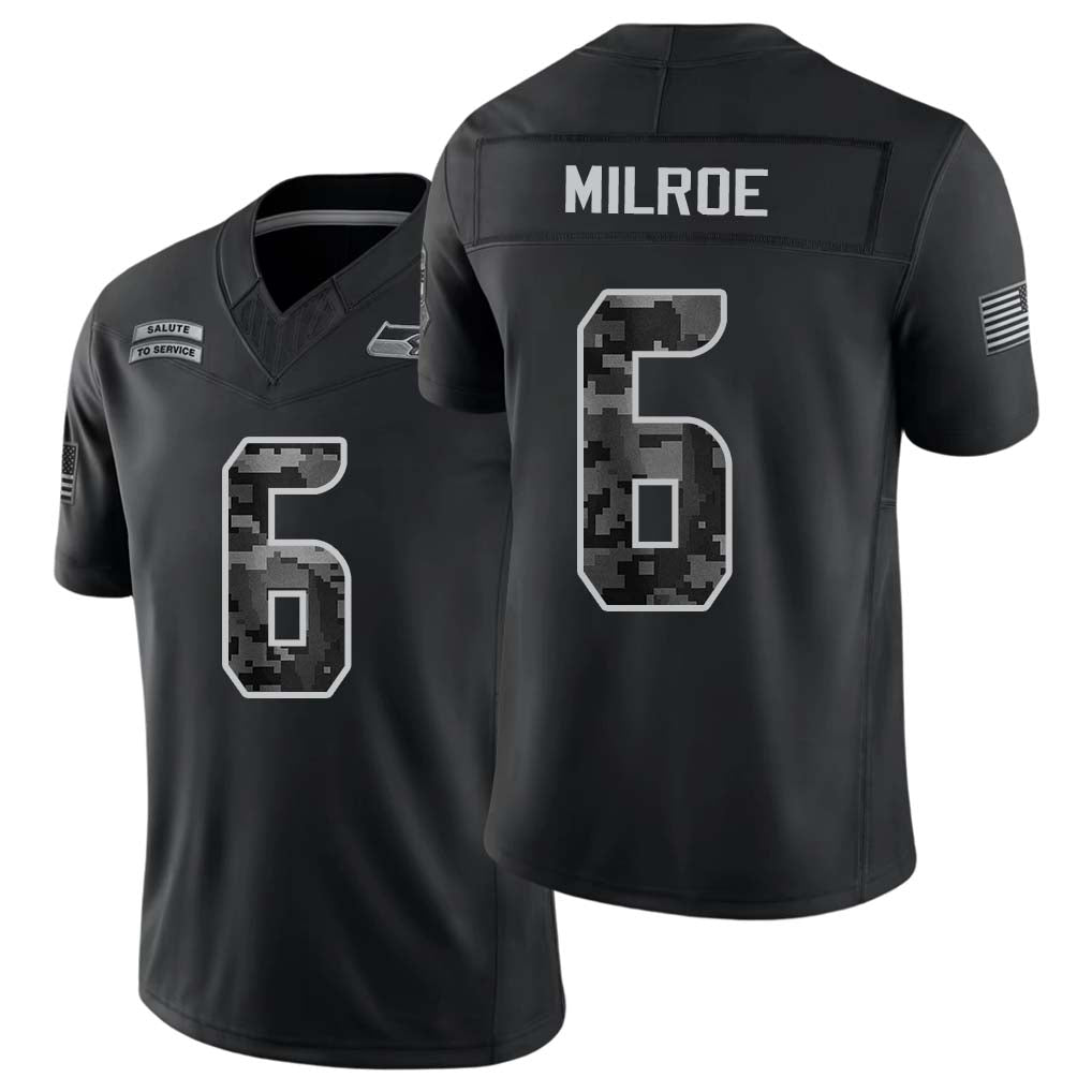 Seattle #6 Milroe Player Football V Neck Short Sleeve black Jersey Jalen For Men Youth Women Gift