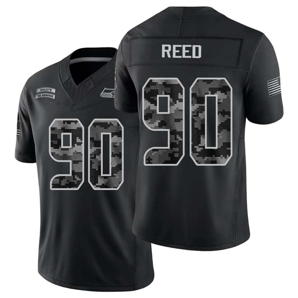 Seattle #90 Reed Player Football V Neck Short Sleeve black Jersey Jarran For Men Youth Women Gift