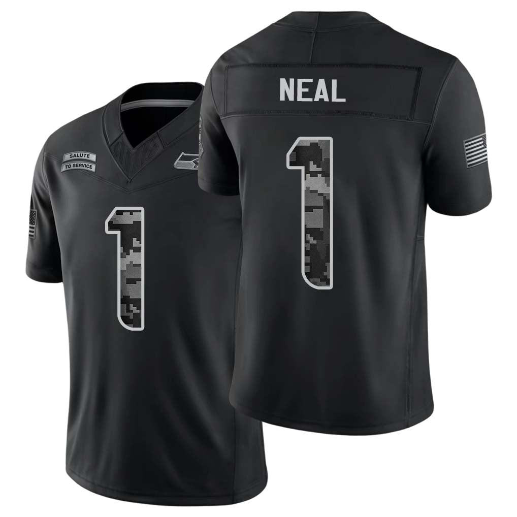 Seattle #1 Neal Player Football V Neck Short Sleeve black Jersey Julian For Men Youth Women Gift