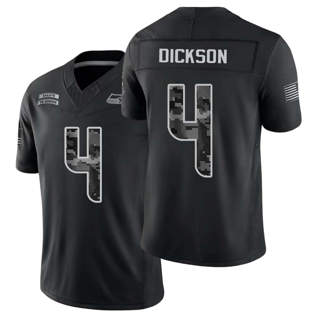 Seattle #4 Dickson Player Football V Neck Short Sleeve black Jersey Michael For Men Youth Women Gift
