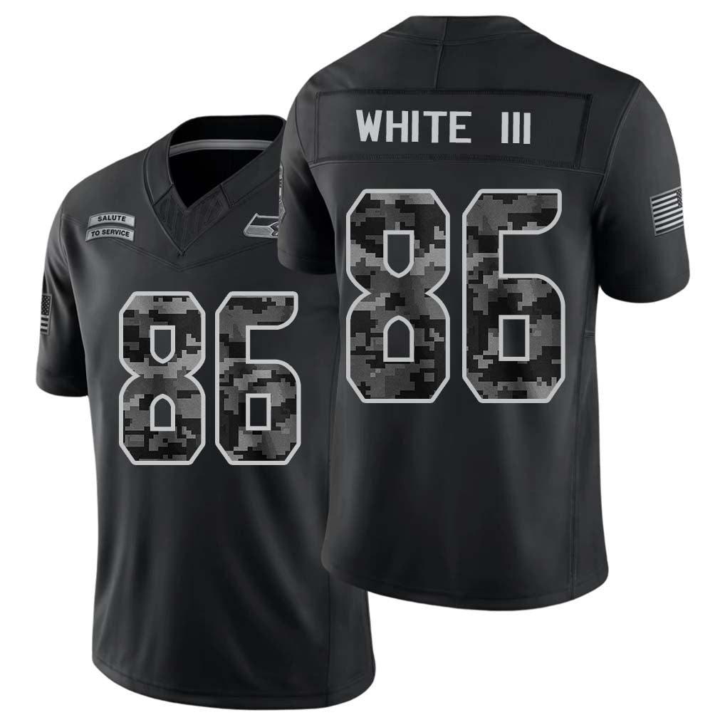 Seattle #86 White III Player Football V Neck Short Sleeve black Jersey Ricky For Men Youth Women Gift