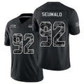 Seattle #92 Seumalo Player Football V Neck Short Sleeve black Jersey Uso For Men Youth Women Gift