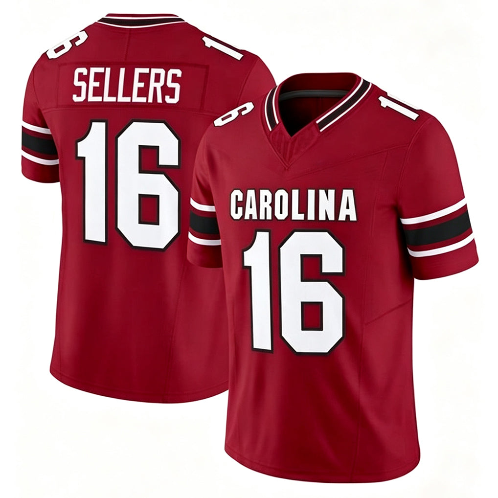South Carolina #16 Sellers Player College Football V Neck Short Sleeve Garnet Jersey LaNorris For Men Youth Women