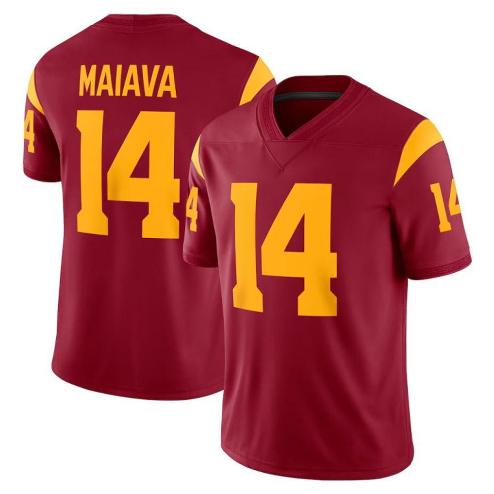 Southern California #14 Maiava Player College Football V Neck Short Sleeve Red Jersey Jayden For Men Youth Women
